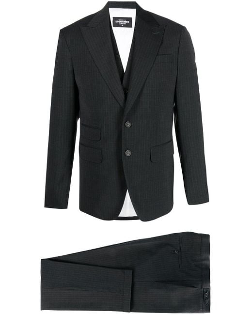 Pinstripe-pattern three-piece suit DSquared² pour homme en coloris Black