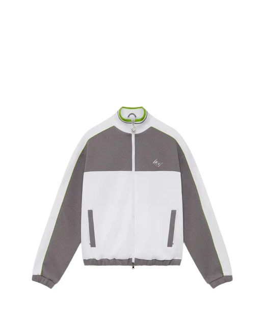 Casablanca Gray Tennis Jacquard Panelled Zip Sweatshirt for men