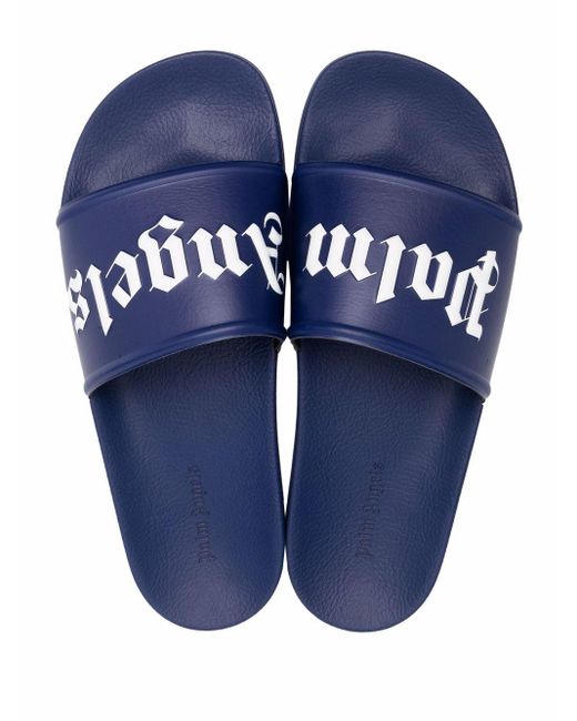 Claquettes à logo imprimé Philipp Plein pour homme en coloris Bleu claquettes et tongs Sandales en cuir Homme Chaussures Sandales 