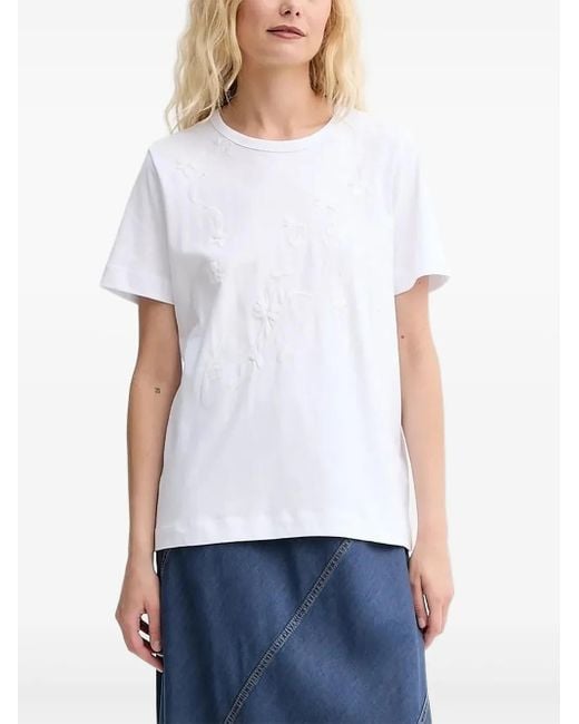 Munthe White Embroidered-Floral T-Shirt
