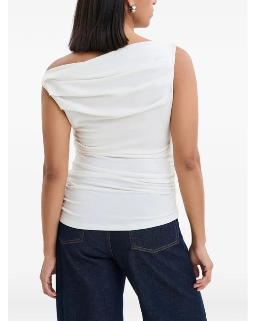 MARCELLA White Cooper Gathered Sleeveless Top