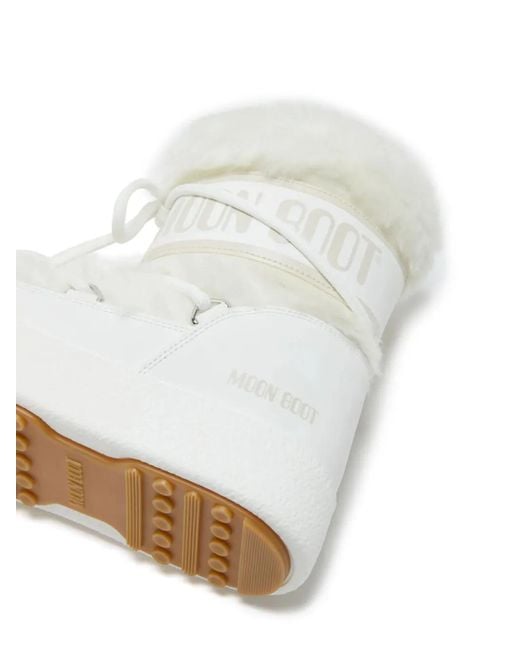 Moon Boot White Ltrack Low Faux-Fur Boots