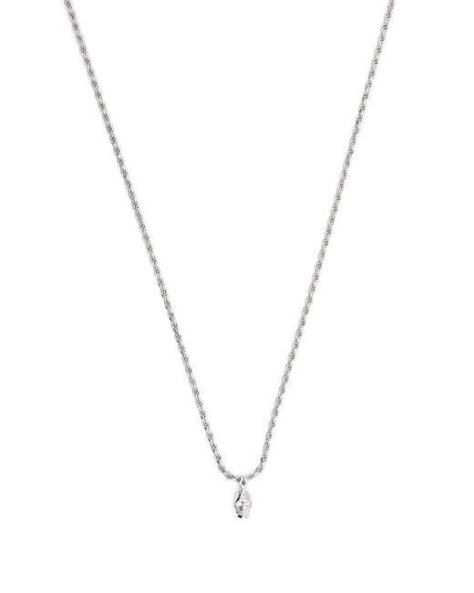 Emanuele Bicocchi Metallic Diamond Eye Skull Pendant Necklace for men
