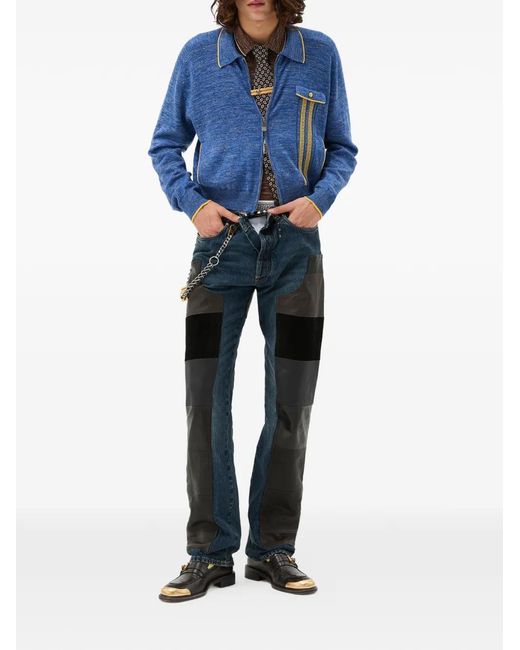 Versace Blue Jean À Design Patchwork for men