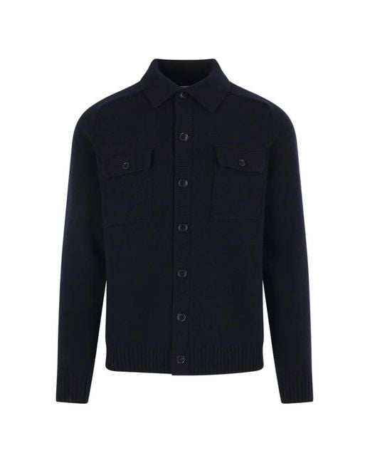 Roberto Collina Blue Button-Up Flap-Pocket Cardigan for men