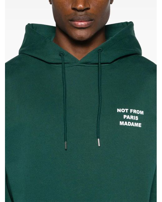 Drole de Monsieur Green Logo-Print Cotton Hoodie for men