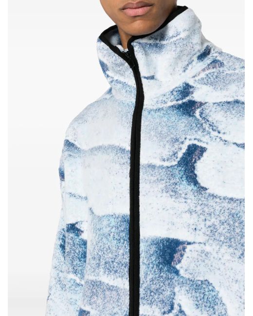 Bonsai Blue Salt Abstract-Print Zip-Up Jacket for men