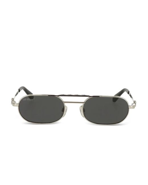 Off-White c/o Virgil Abloh Metallic Double-Bridge Round-Frame Sunglasses
