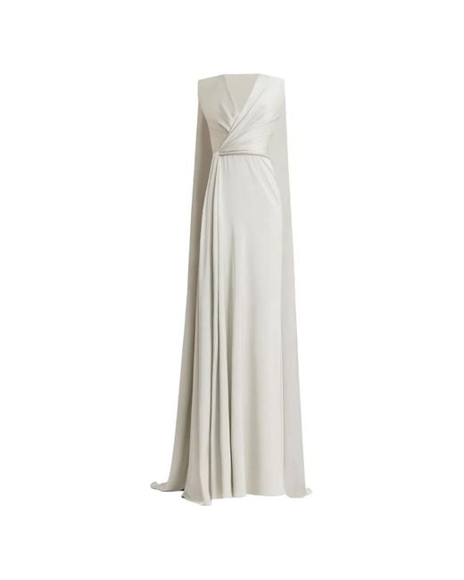 Gemy Maalouf White Cape-Back Draped Dress