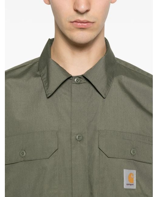 Carhartt Green Craft Logo-Patch Short-Sleeve Shirt for men