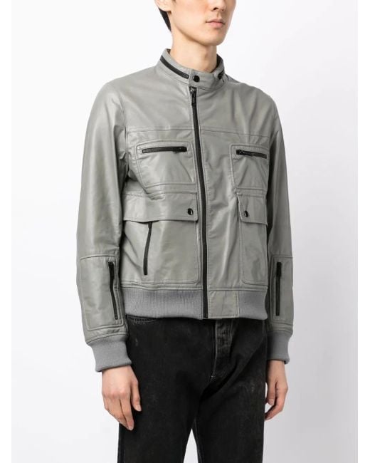 Undercover Gray Zip-Up Biker Jacket for men