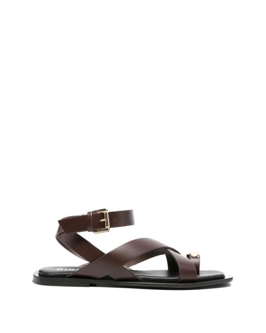 Bibi Lou White Vaz Flat Buckle Strap Sandals
