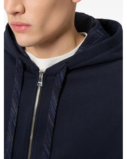 Missoni Blue Zigzag-Lining Zip-Up Hoodie for men