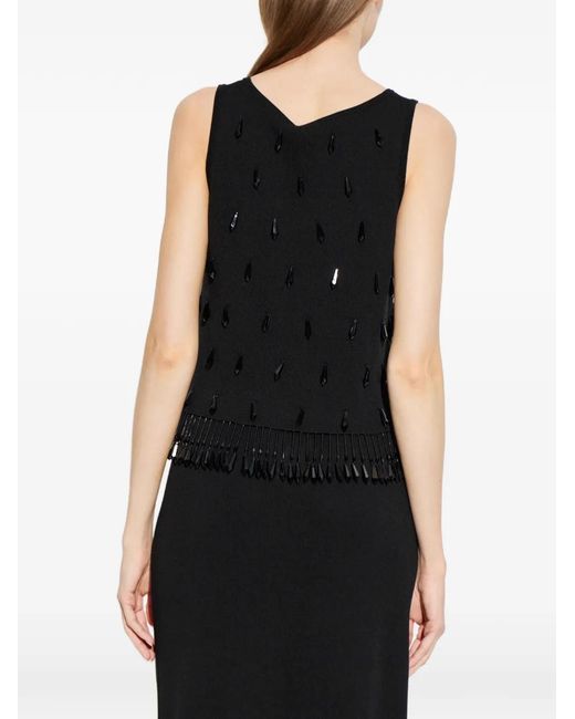 By Malene Birger Black Hysa Bead-Embellished Fringe Top