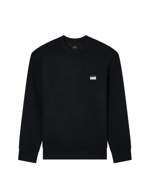 ARMANI EXCHANGE Black Logo-Patch Sweatshirt for men