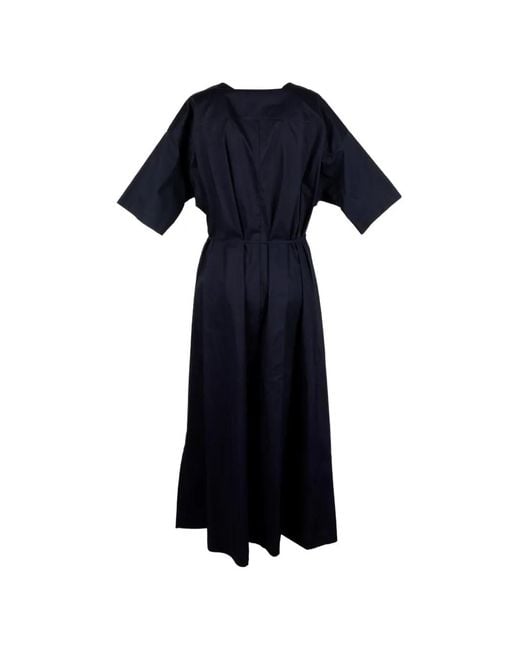 Aspesi Blue Belted Button-Front Maxi Dress