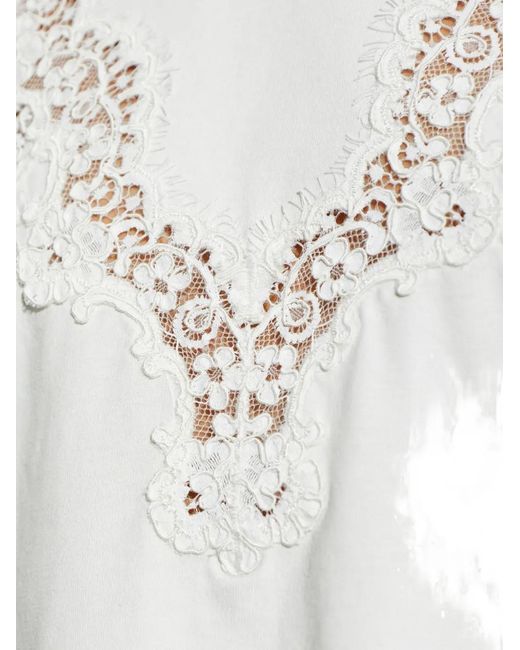 Stella McCartney White Lace-Trimmed T-Shirt