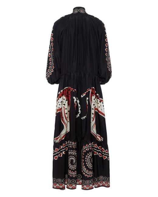 LaDoubleJ Black Athena Animal-print Silk Dress