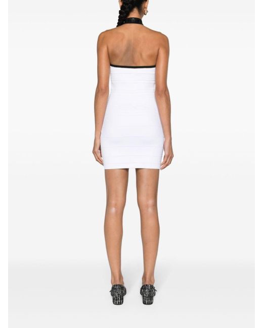 retroféte Harper Gebreide Mini-jurk in het White