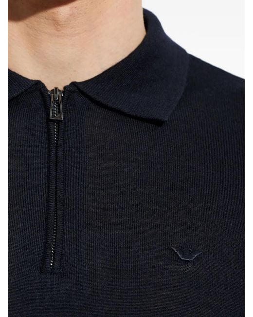 Emporio Armani Blue Long-Sleeve Polo Shirt for men