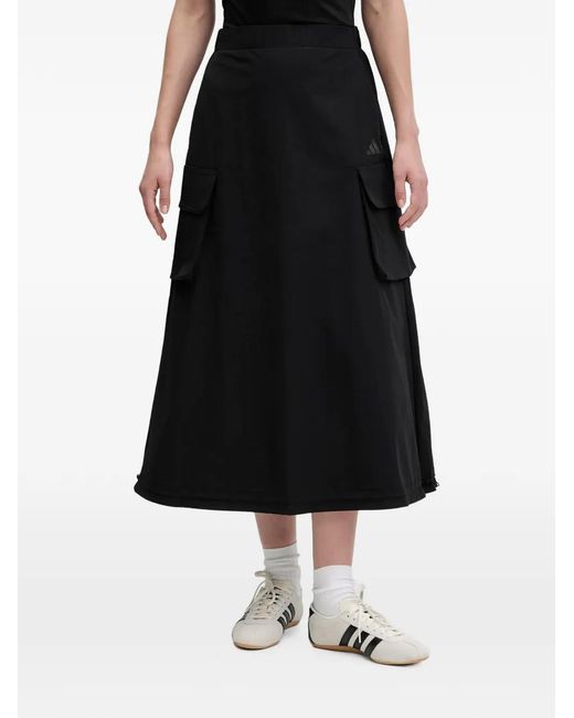 Adidas Black City Tech Logo-Print Cargo Skirt