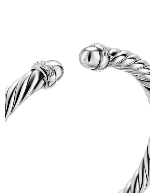 David Yurman White Sterling Cable Flex Diamond Bracelet