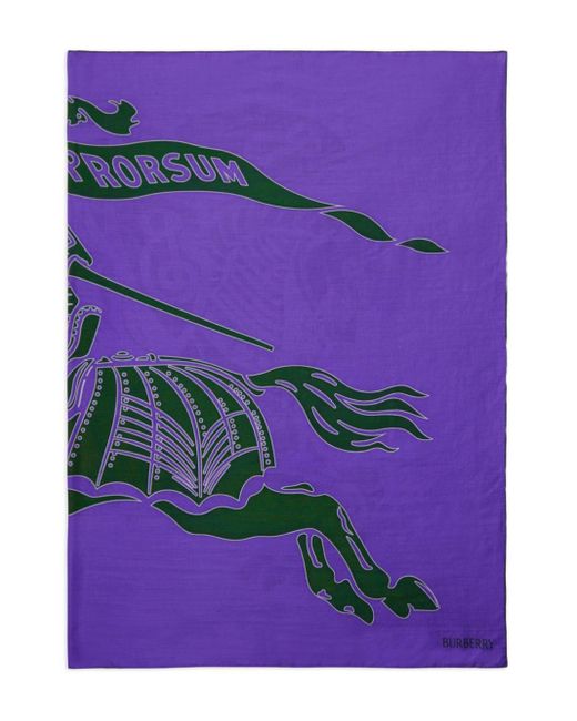 Burberry Purple Equestrian Knight-motif Scarf
