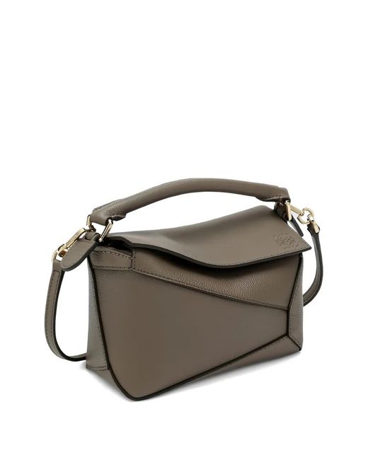 Loewe Gray Puzzle Edge Mini Leather Handbag