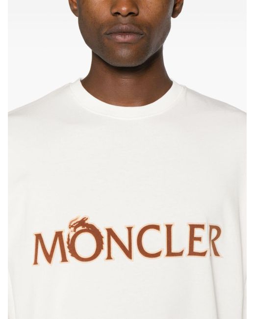 メンズ Moncler ロゴ ロングtシャツ White