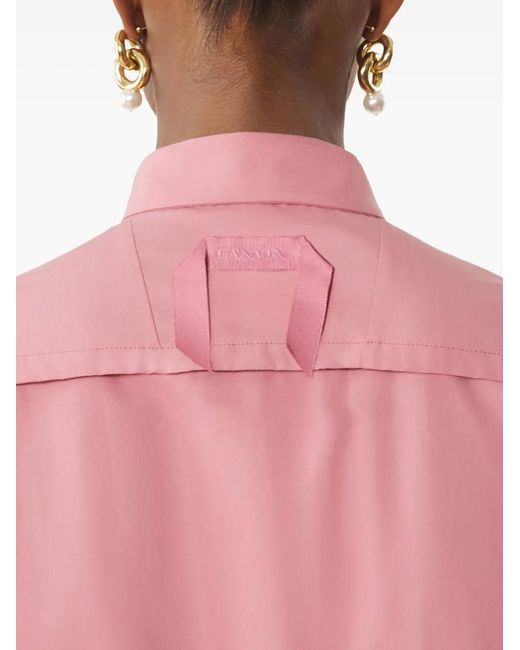 Lanvin Pink Long-Sleeve Button Midi Dress
