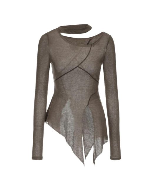 Elwood Gray Asymmetric Stitch-Paneled Long-Sleeved T-Shirt