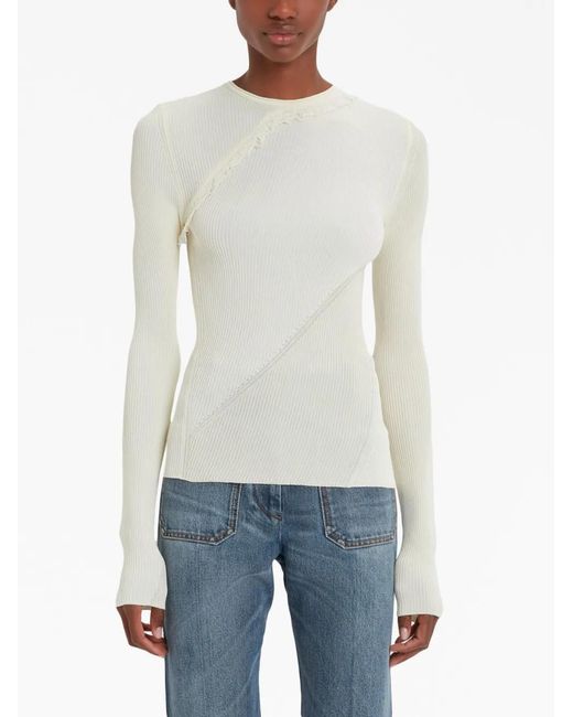 Victoria Beckham Natural Spiral Knitted Top