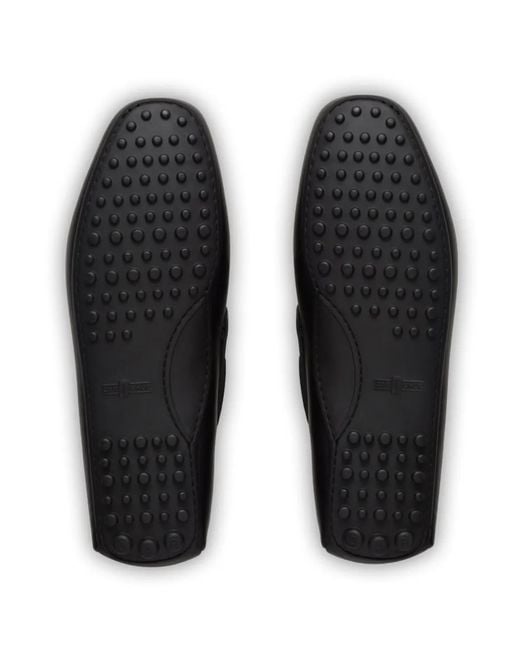 Car Shoe Black Bow-Detail Leather Driving Shoes for men