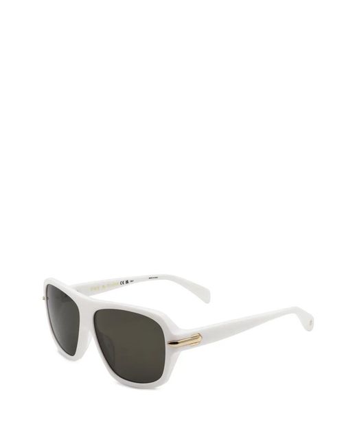 Rag & Bone White Pilot-Frame Sunglasses