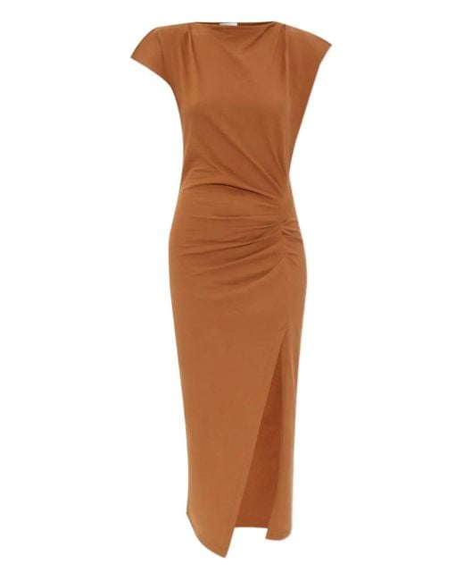 Abito Midi Nadela Con Spacco Laterale di Isabel Marant in Brown