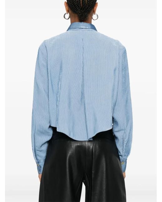 Camicia A Coste Con Taschini di Forte Forte in Blue
