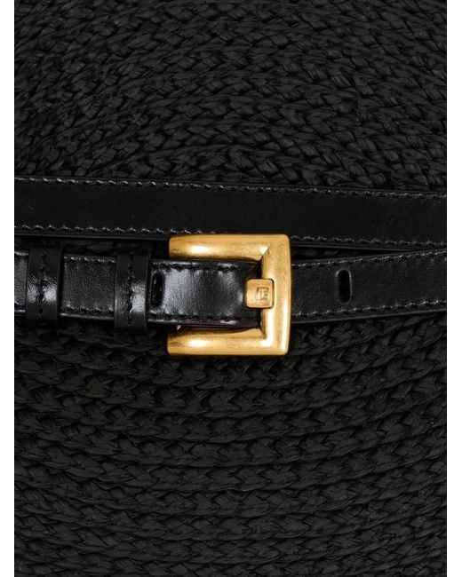 Balmain Black Medium Shuffle Raffia Belted Tote Bag