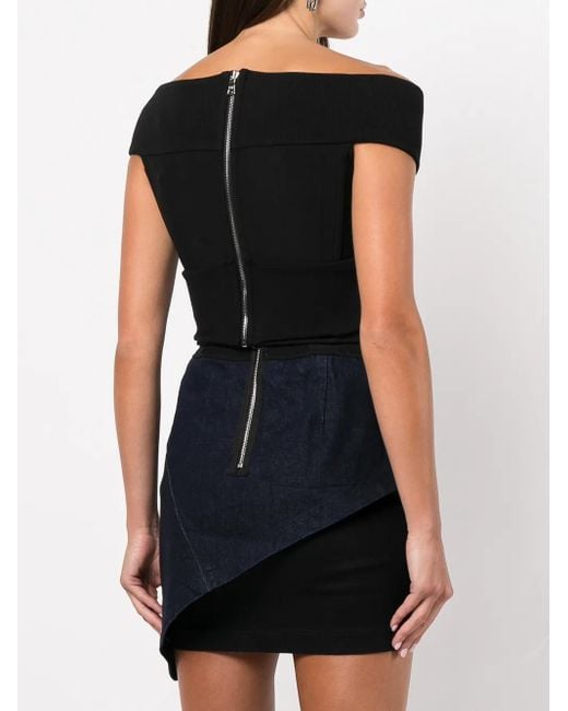 RTA Black Guadalupe Off-Shoulder Top