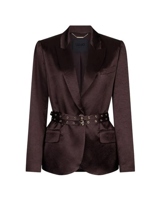 Liu Jo Satijnen Blazer Met Ceintuur in het Brown