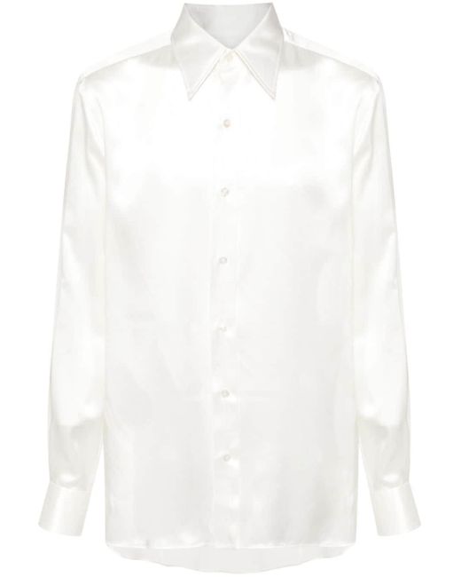 メンズ Tom Ford ロングスリーブ シルクシャツ White