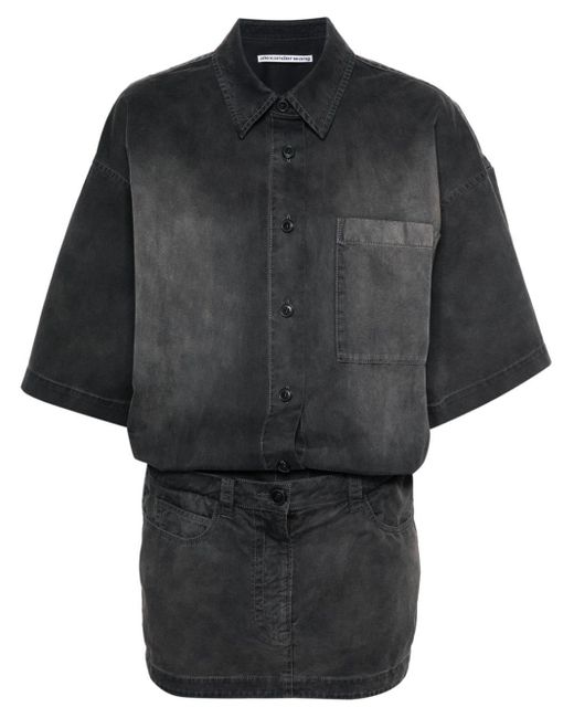 Alexander Wang Black Denim Mini Shirt Dress