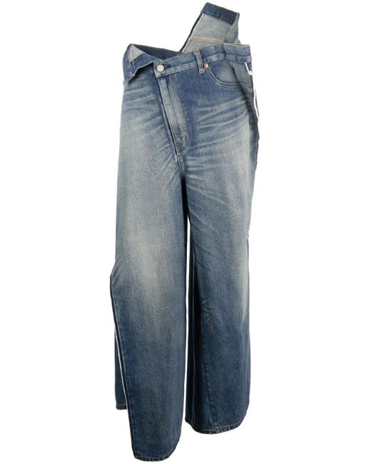 Junya Watanabe Blue Asymmetric Straight-leg Jeans
