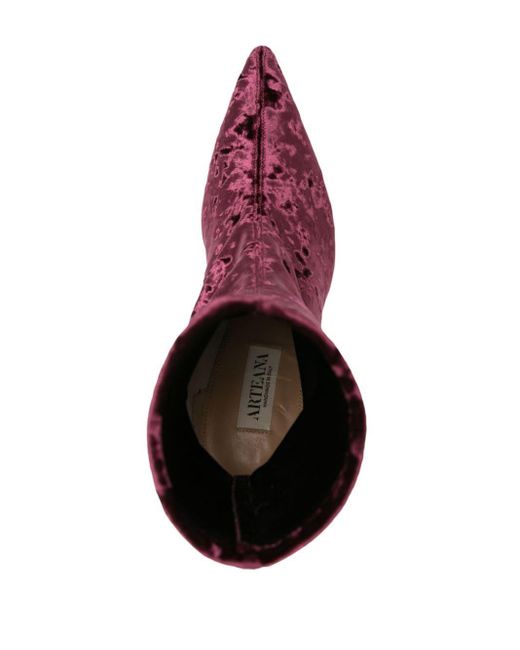 Arteana Purple Corsini 95mm Crushed-velvet Boots