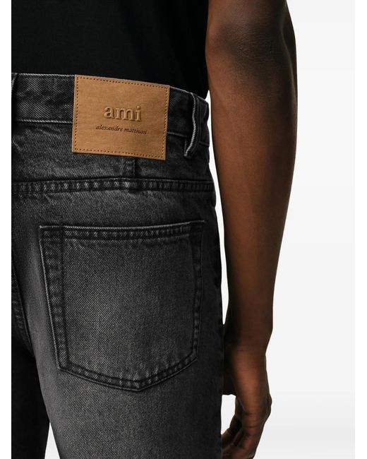 AMI Gray Tapered Buttoned Jeans for men