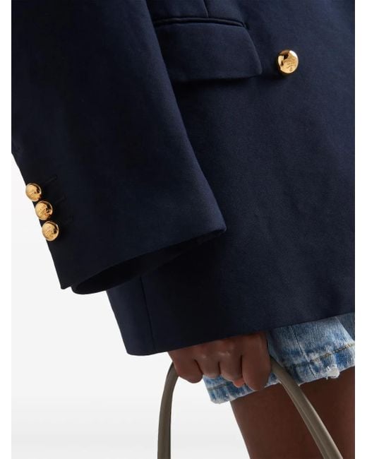 Prada Blue Double-Breasted Cotton Blazer