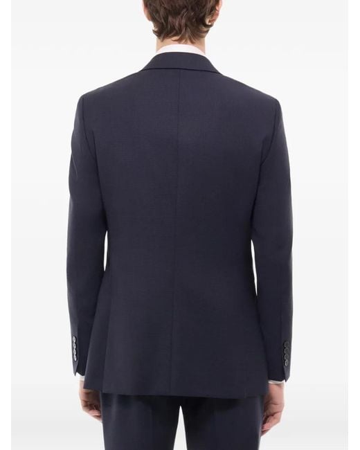 Fursac Blue Checked-Pattern Wool Blazer for men