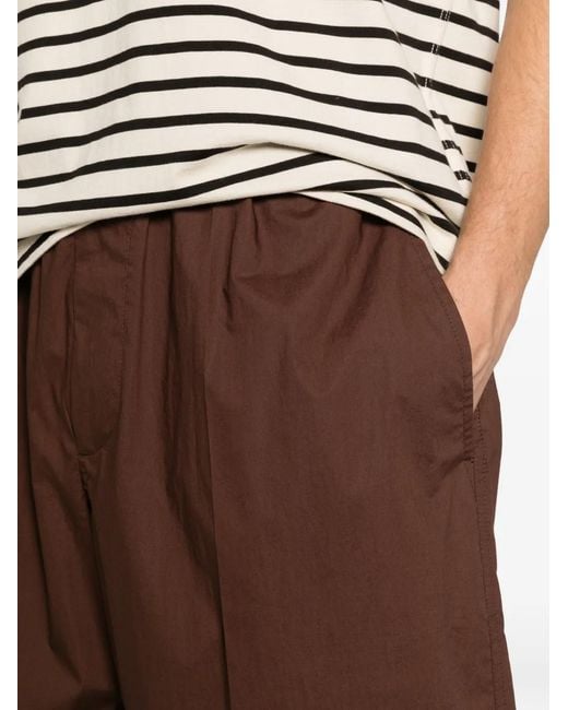Plan C Purple Pleated Elasticated-Waist Shorts for men