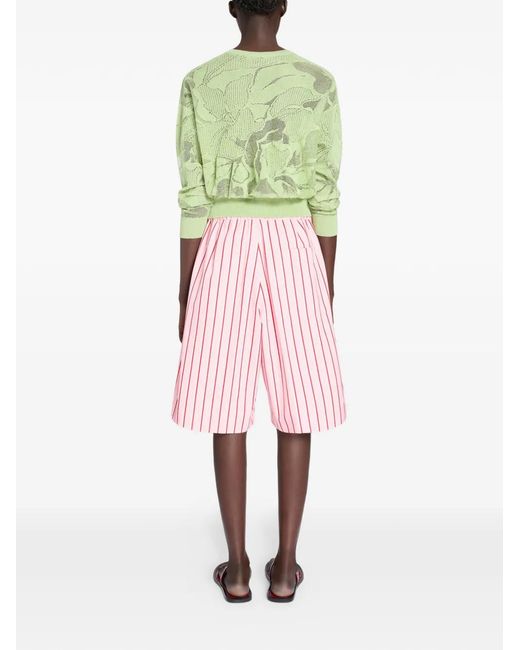 Dries Van Noten Pink Striped Cotton Shorts
