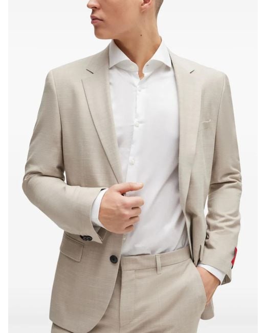 HUGO White Spread-Collar Cotton Shirt for men