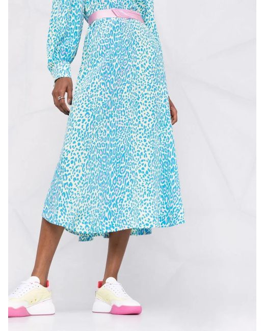 Stella McCartney Blue Leopard-Print Belted Dress